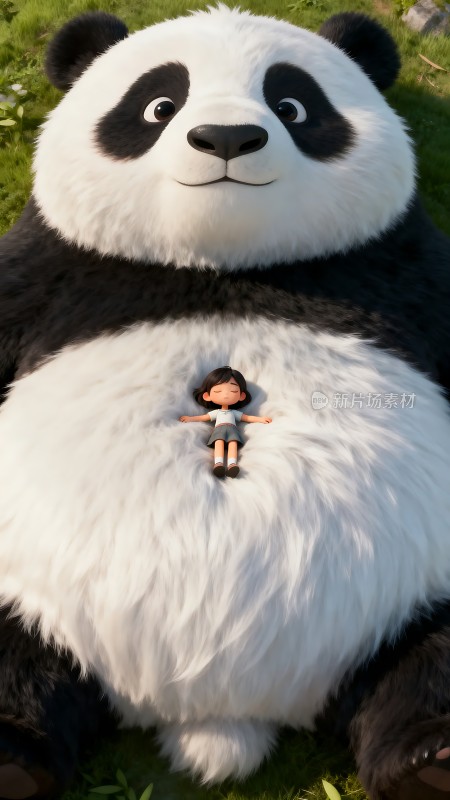 熊猫与小女孩的温馨互动