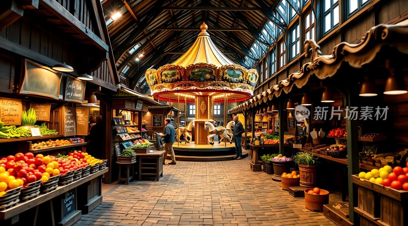 摩天轮下的蔬果集市