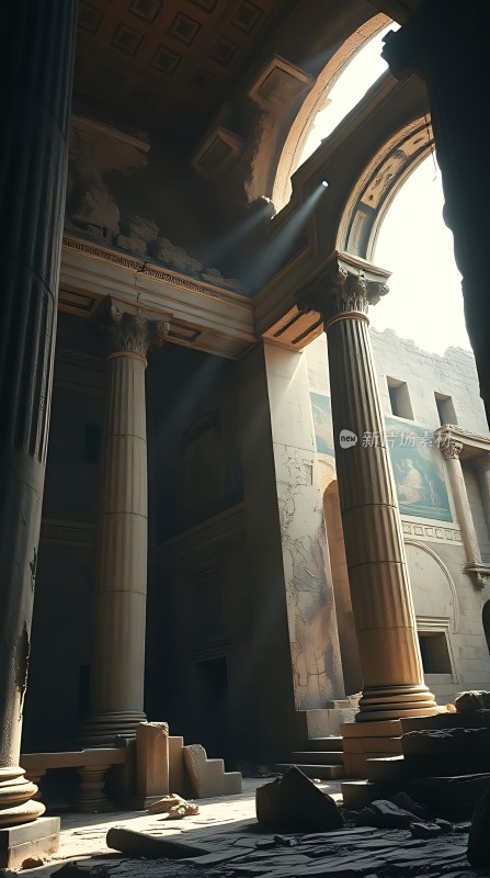 阳光下的古建筑遗迹