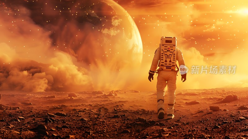 火星漫步宇航员探索未知领域