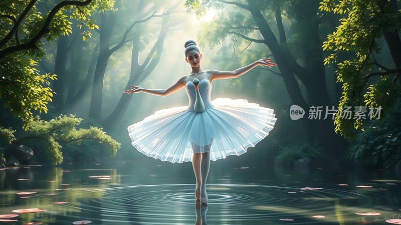 湖畔舞者优雅如天鹅