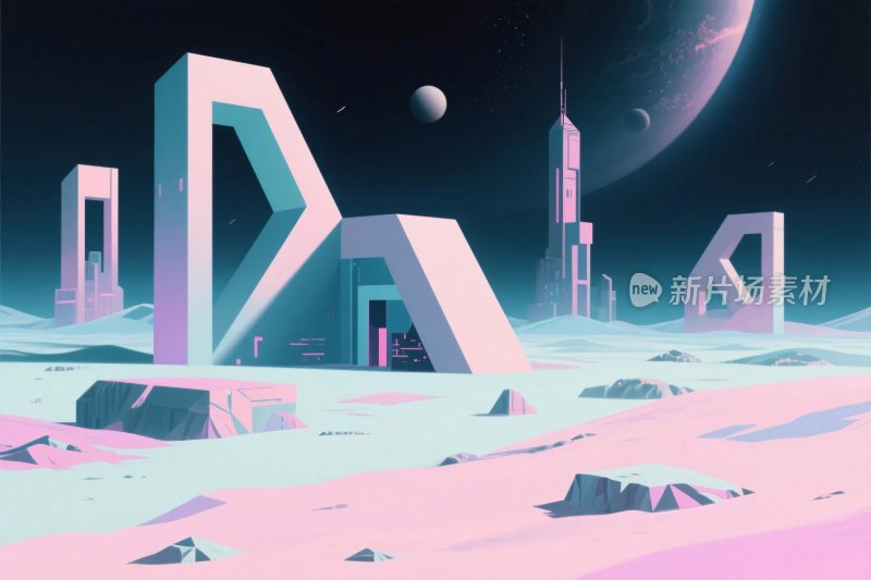 科幻未来城市插画