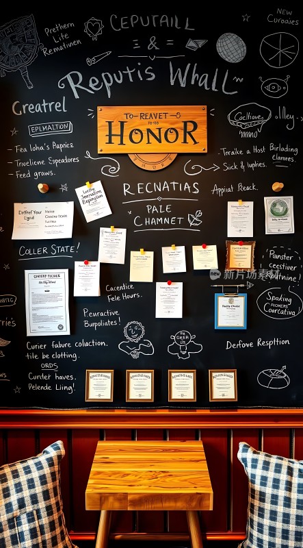 荣誉墙成就展示与创意黑板艺术融合