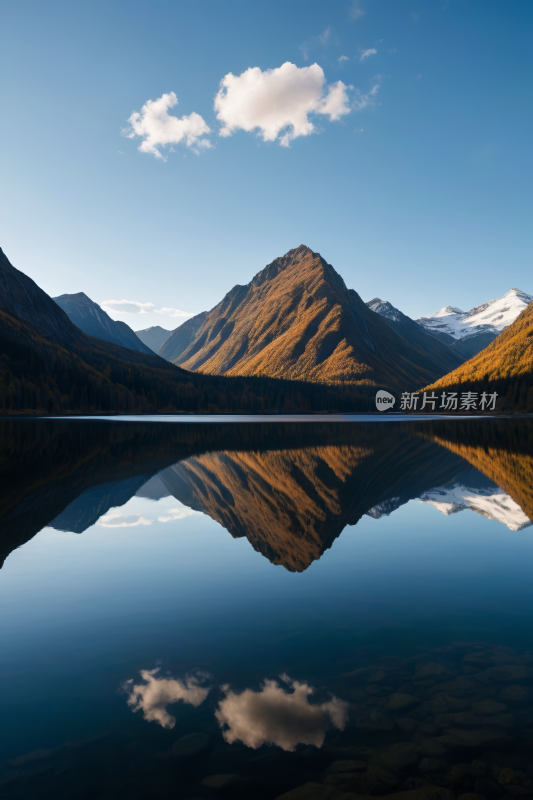 湖中倒映的山脉高清风景摄影图片