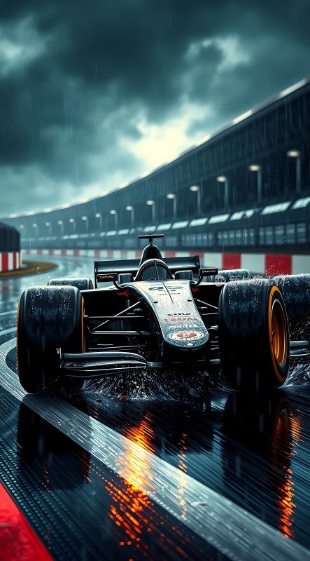 雨中疾驰的赛车