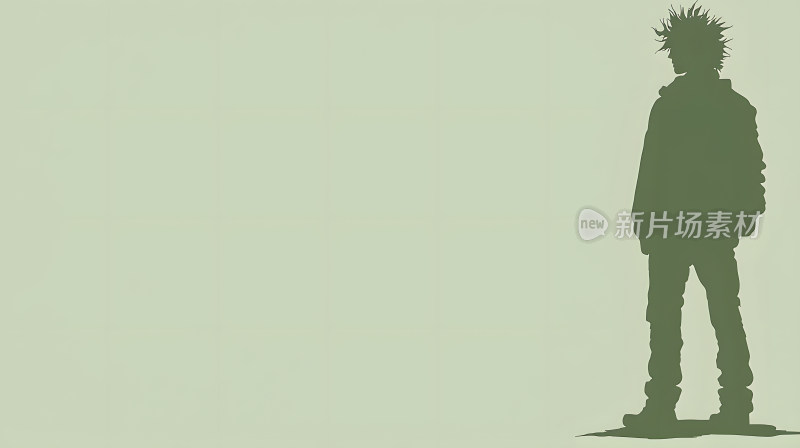 一个头发尖尖年轻男子轮廓