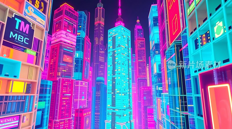 霓虹灯下的未来都市