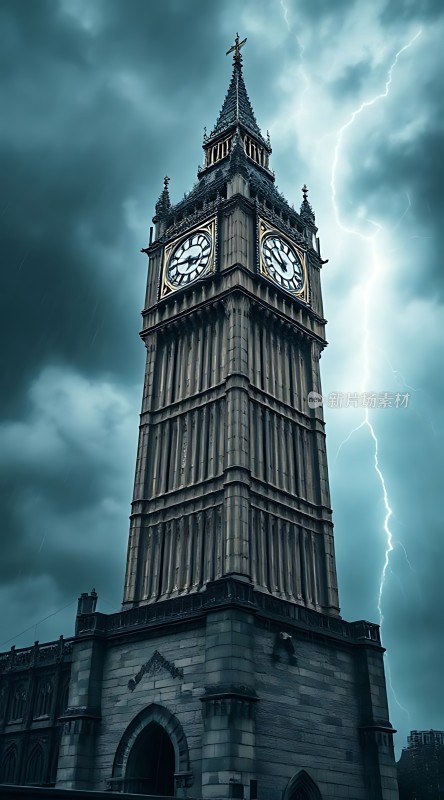伦敦塔钟与闪电风暴