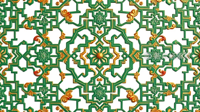 绿色几何图案装饰艺术