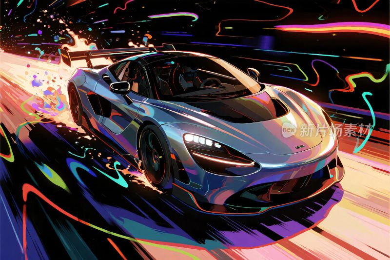 霓虹跑车艺术插画