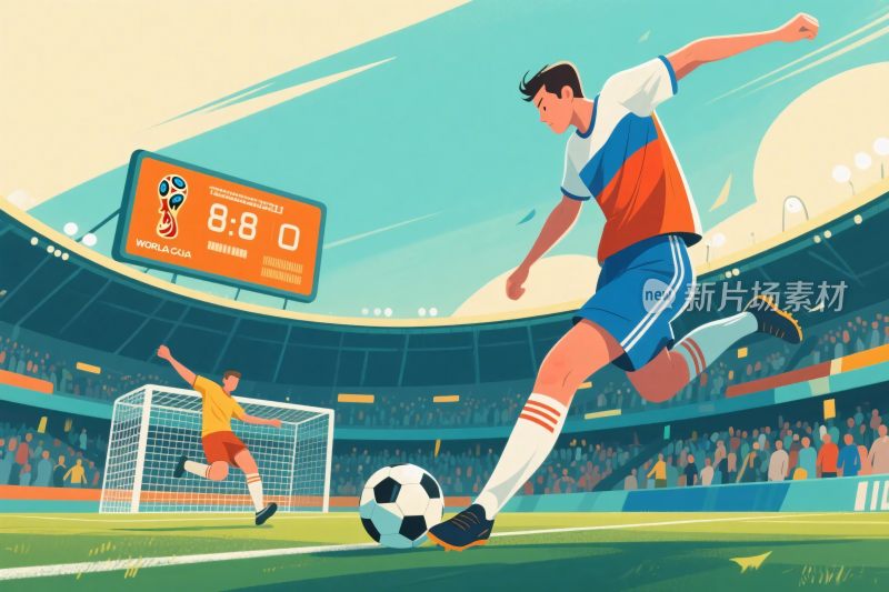 足球比赛场景插画