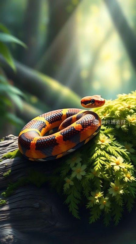 阳光下的彩色蛇