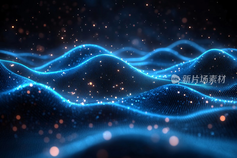 蓝色科技感波浪光影画面