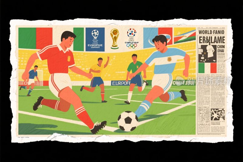 足球比赛复古插画