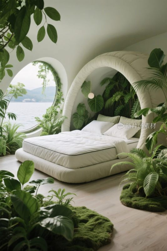 现代绿植卧室空间