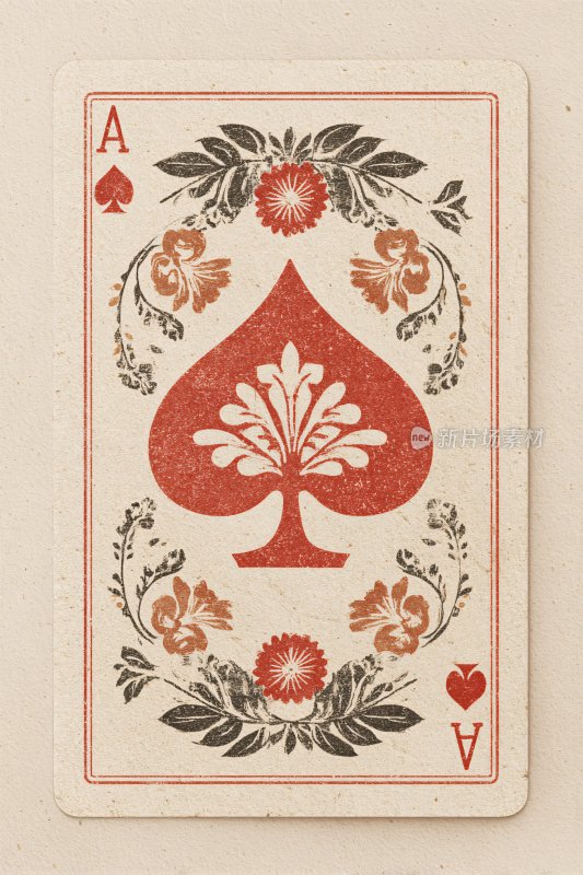 复古风格黑桃扑克牌插画