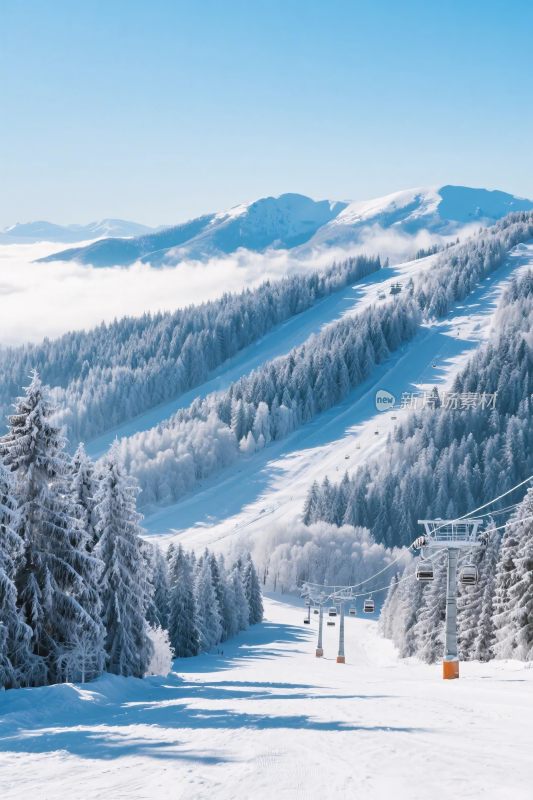 雪山滑雪场雪景图