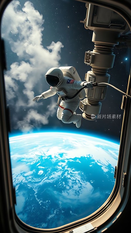 太空漫步宇航员与地球共舞