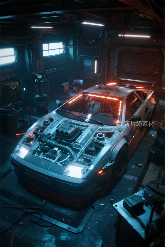 汽车维修车间插画