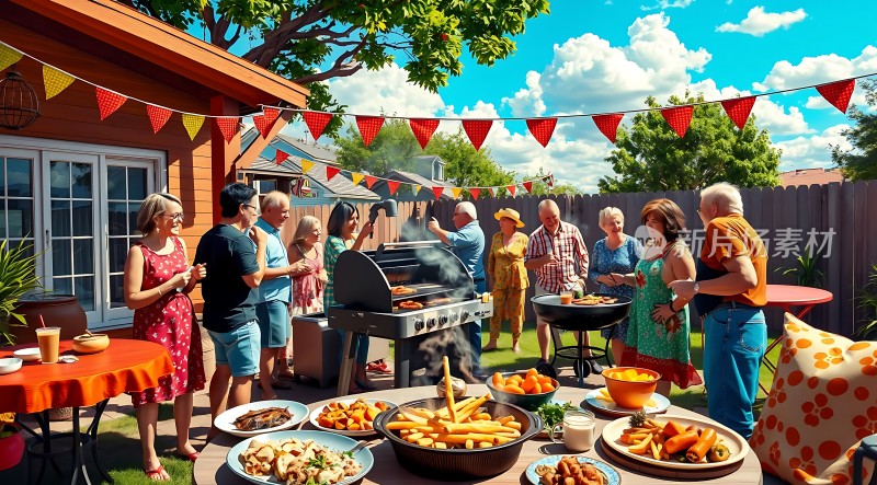 家庭烧烤聚会欢乐时光共享美食