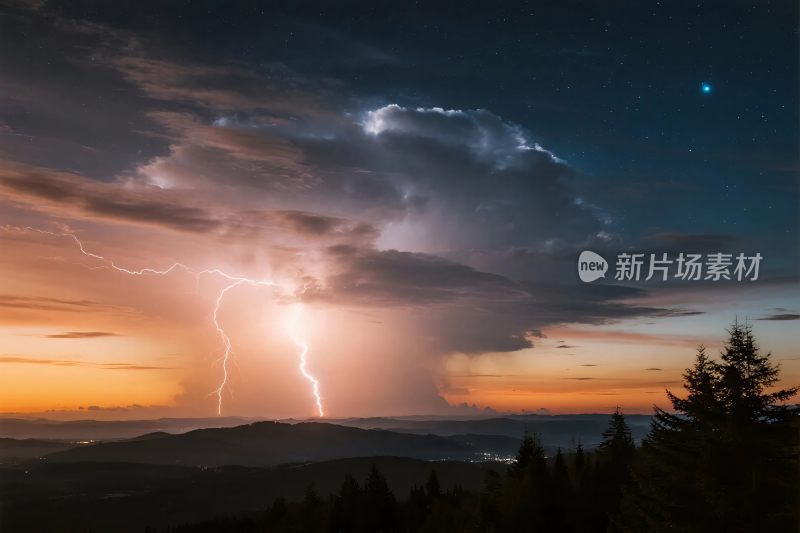 闪电风暴自然景观