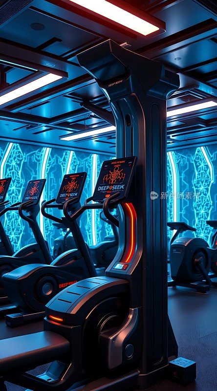 未来健身房科技感十足的运动器材