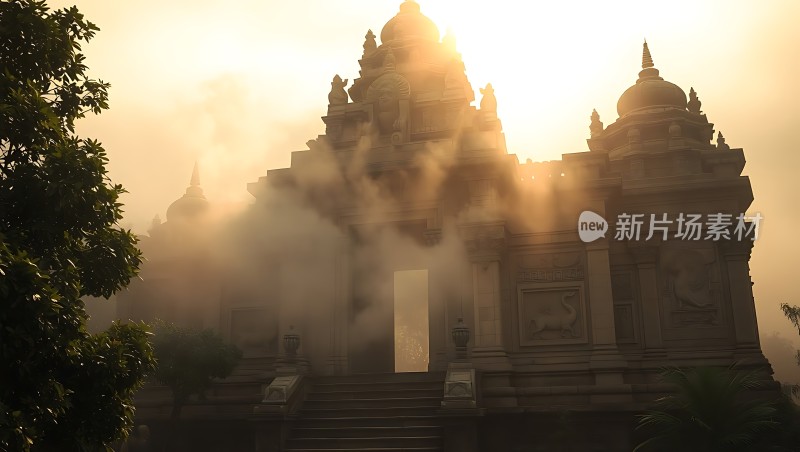 晨曦中的神秘古寺