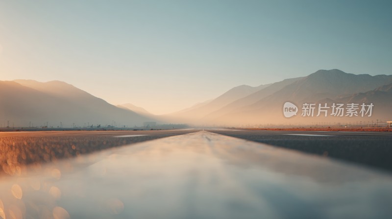 晨曦中的山水倒影美景