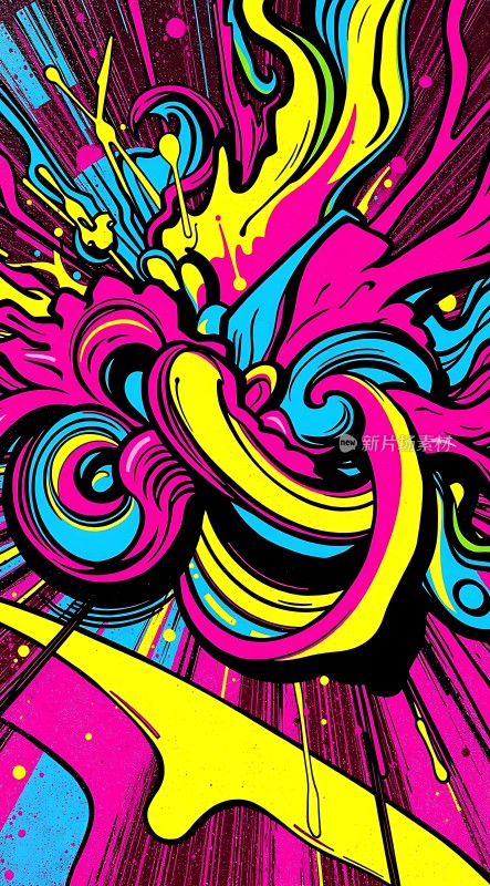 霓虹色彩交织的艺术风暴