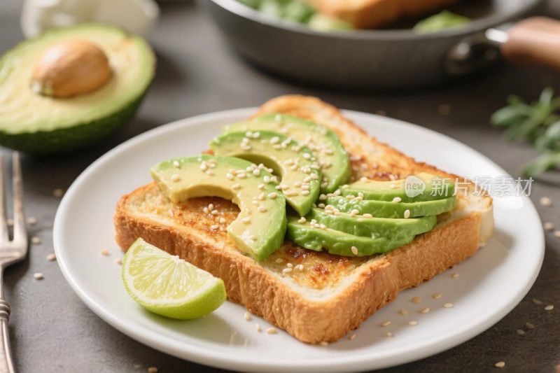 美味牛油果吐司美食摄影