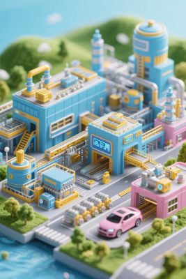 卡通工业设施场景