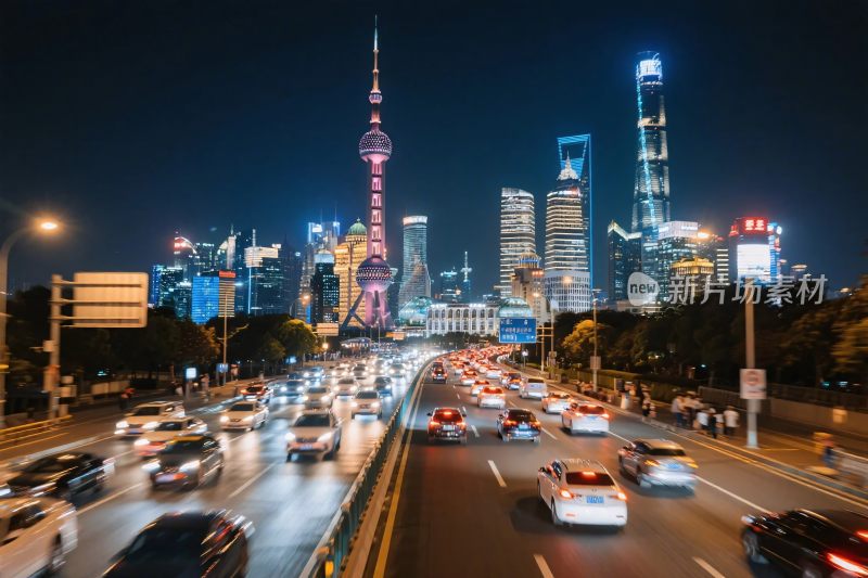 上海城市夜景车流