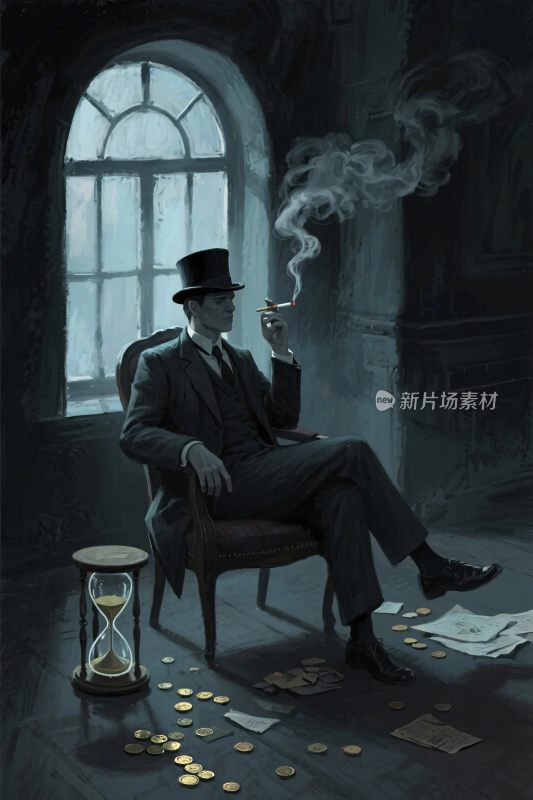 复古吸烟人物画