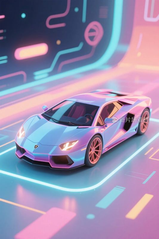 未来风格跑车插画