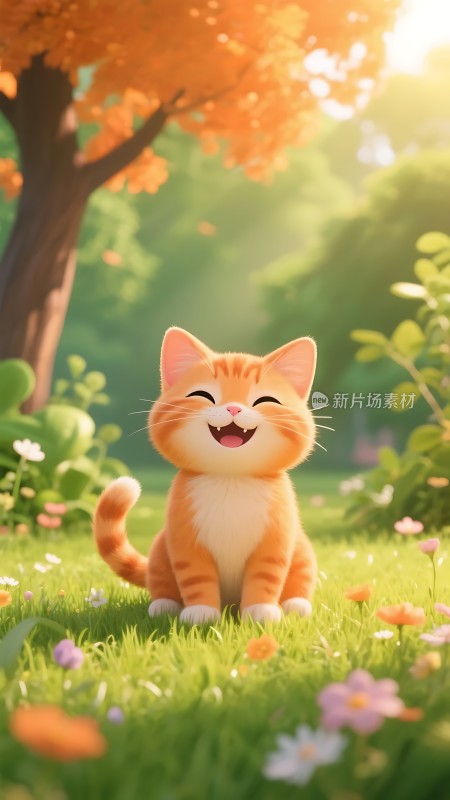 阳光下的快乐小橘猫