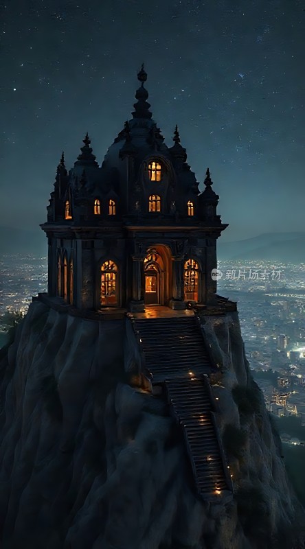 夜幕下的神秘古堡