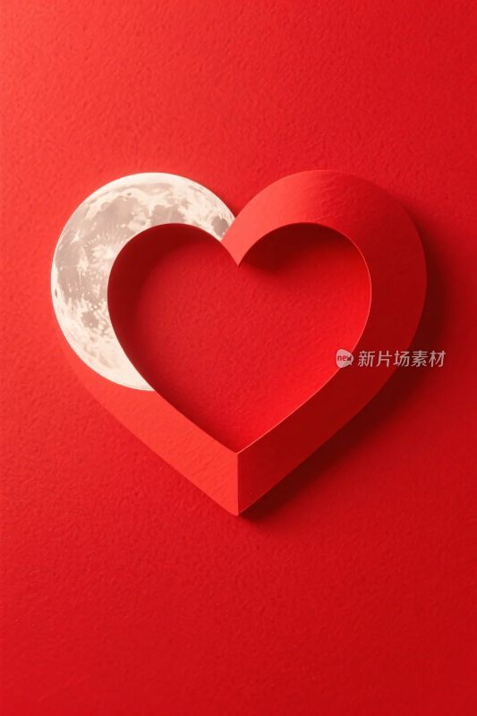 红色爱心月亮插画