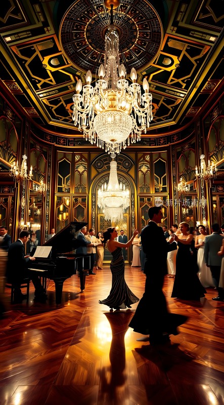舞会上的优雅旋律与华丽灯光