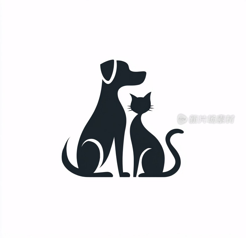 猫狗简约插画图标