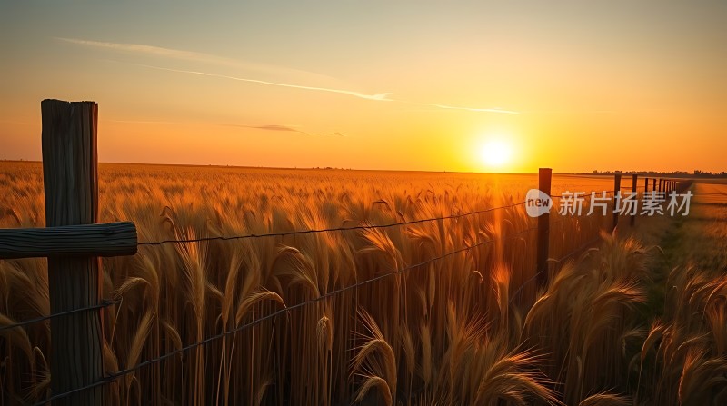 金色麦田日落时分