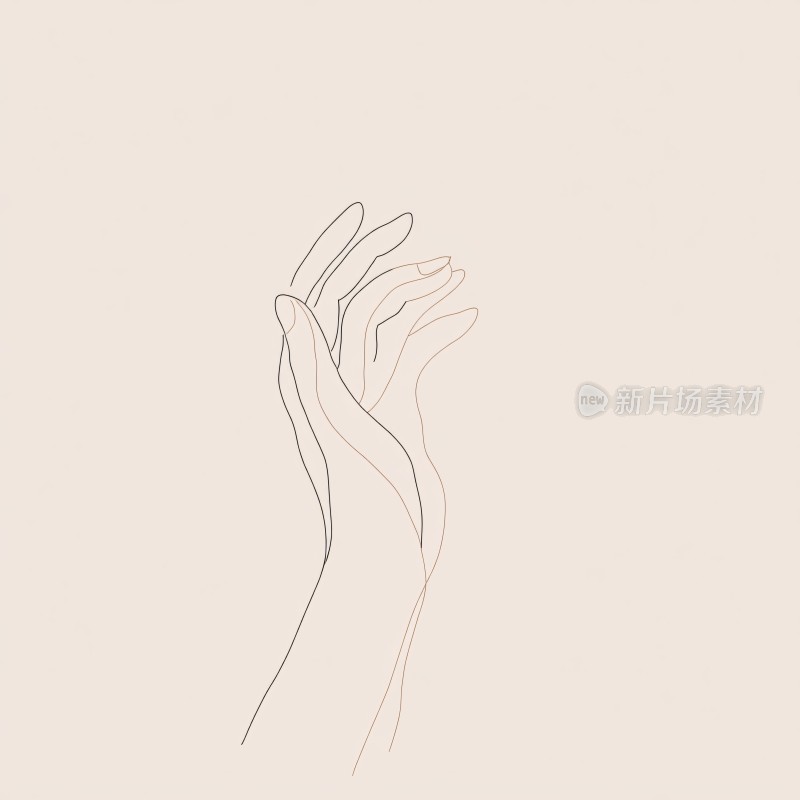线条勾勒的手部插画