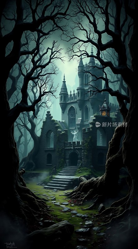 神秘古堡幽灵出没的夜晚