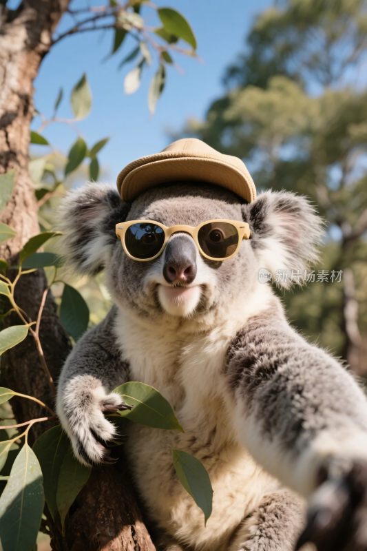 创意戴帽考拉插画