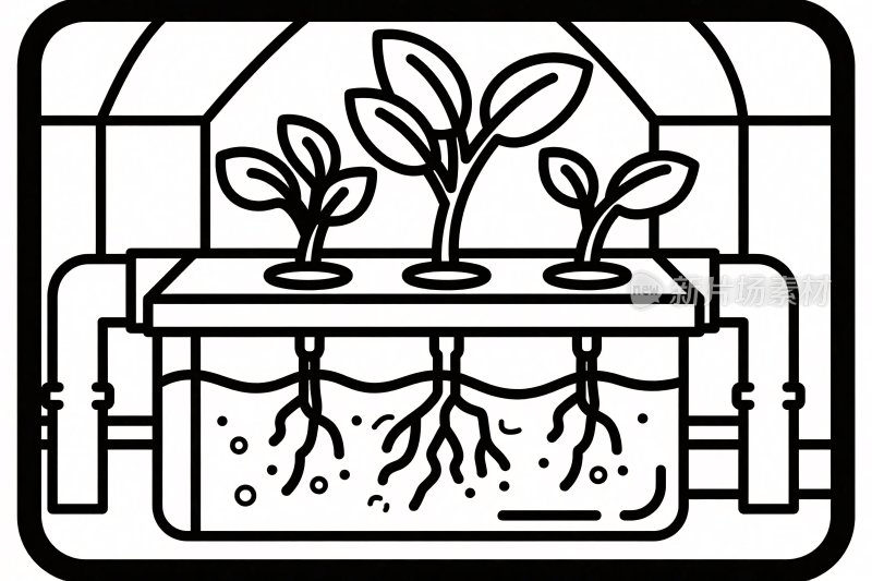 水培植物种植插画