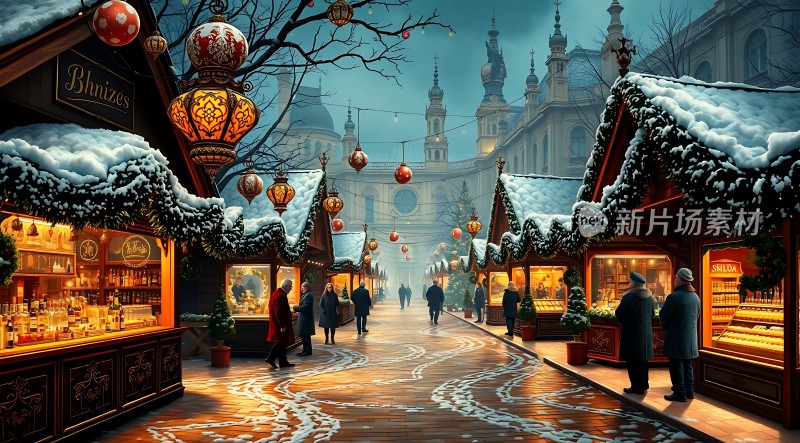 冬日集市夜市繁华