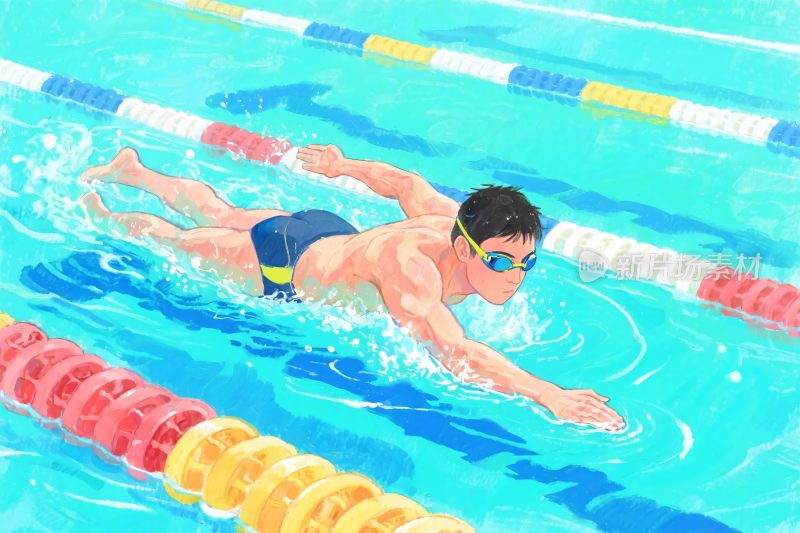 游泳者游泳插画