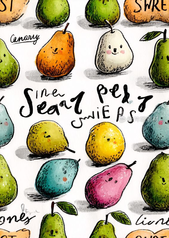 卡通梨插画图案