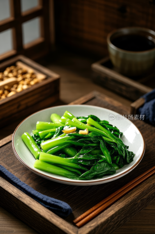 炒芥蓝中国传统经典美食中式家常美味食物