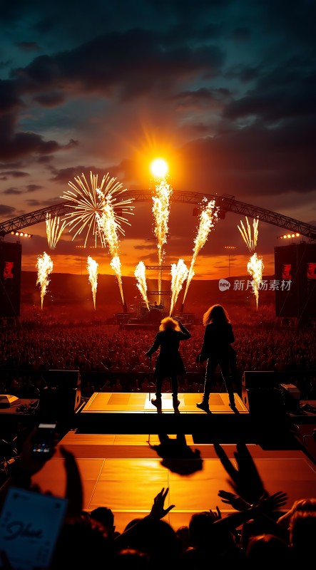 舞台上的烟花表演