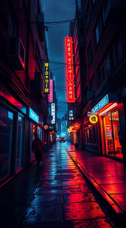 霓虹灯下的繁华街道